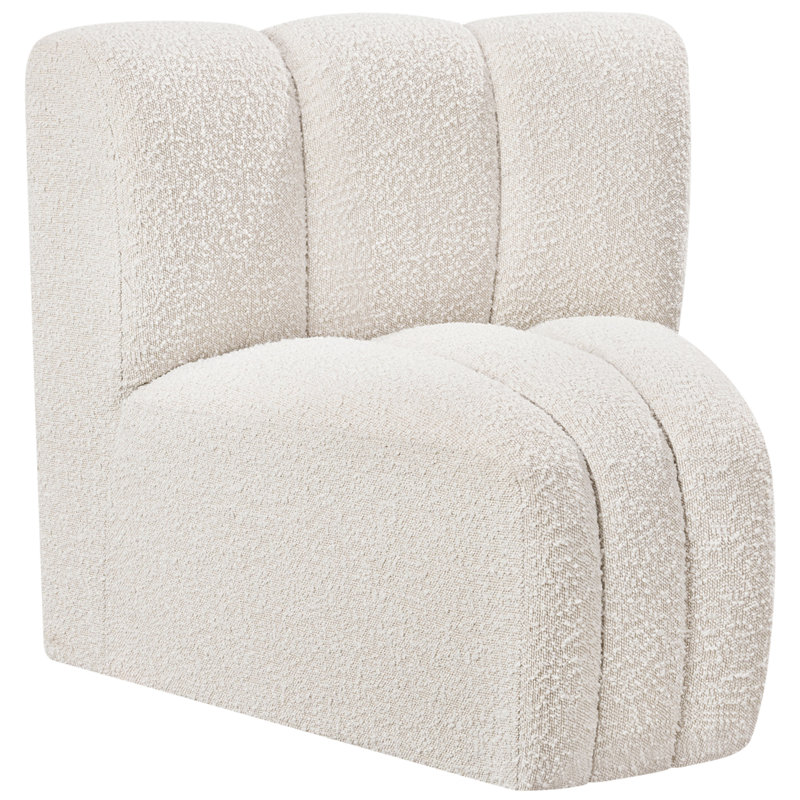 Chaise d'appoint rembourrée Iyahna, Tissu crème bouclé