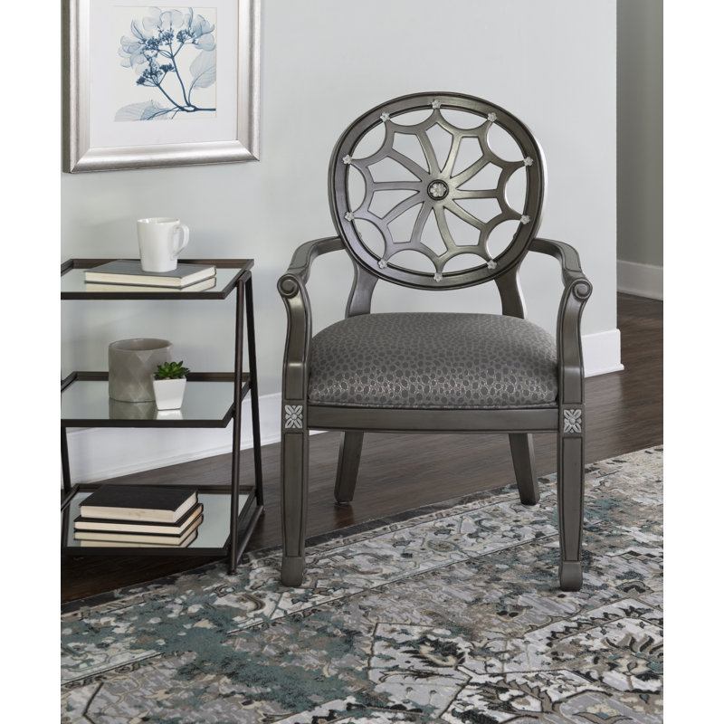 Fauteuil en coton 23,75 po Lucinda, Gris, Motif léopard