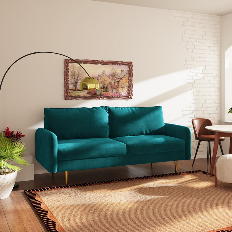 Siniard 70'' Upholstered Sofa, Dark Cyan 100% Polyester, 33.1" H X 70" W X 31.7" D