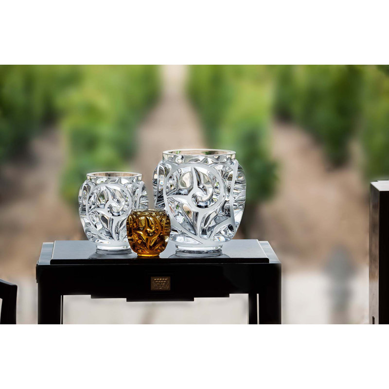 Tourbillons Handmade Crystal Table Vase, Amber, 4.96" H x 4.8" W x 4.8" D