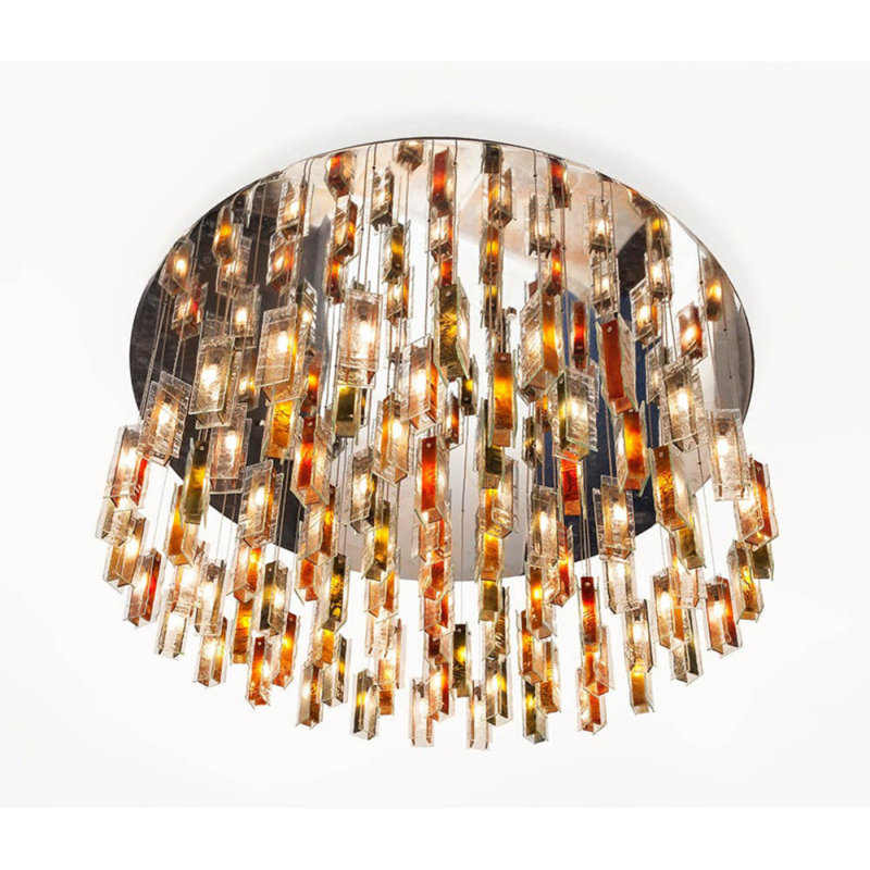 Murano Drop Chandelier, Verdigris Patina, Clear/Frosted, 24” Length x 24” Width x 30” Height