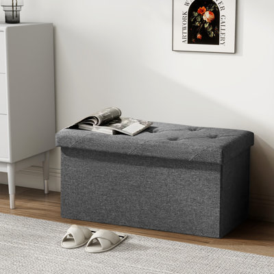 Foldable Storage Ottoman For Bedroom End Of Bed, Large Ottoman Bench Foot Rest Stool For Entryway Living Room