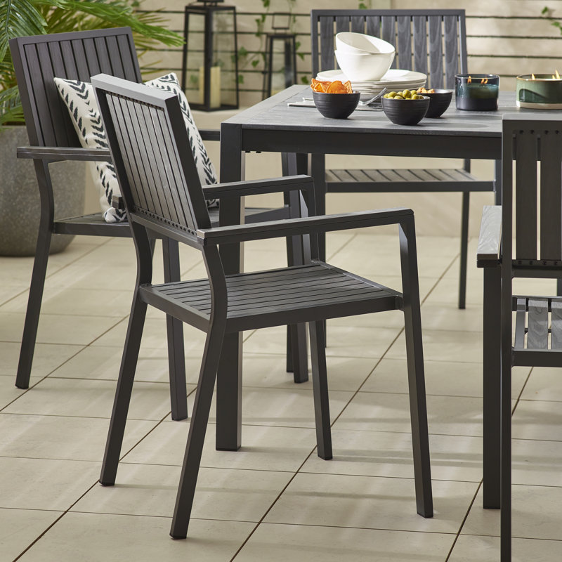 Arundell Outdoor 8 Seat Dining Table & Chairs Set for Modern Minimalist Garden Patio (Cover Included), Grey