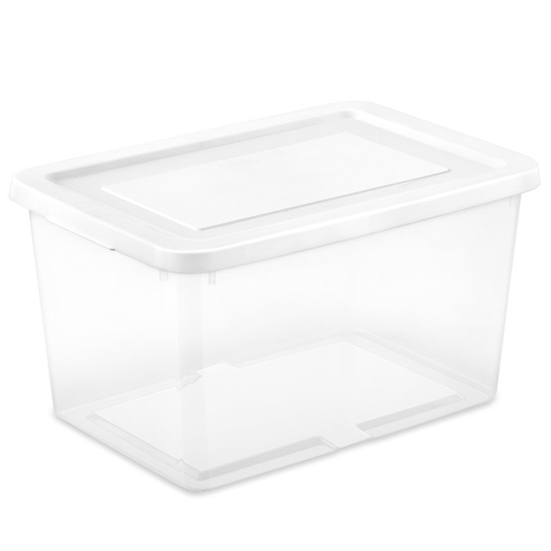 Sterilite 20 Qt Storage Boxes, Clear Plastic Containers w/ Lid, Set of 12, White