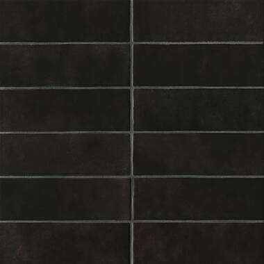  2.5 x 8 Black Ceramic Tile for Kitchen, Bathroom or