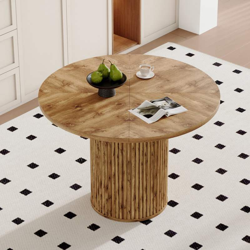 Table de salle à manger ronde 42 "avec base piédestal, Naturel