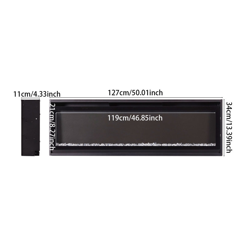 Brayden Studio Electric Fireplace, 34cm H x 127cm W x 11cm D