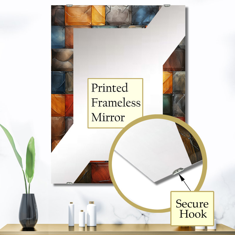 Barcenas - Miroir mural décoratif à carreaux abstraits, 40 po x 30 po