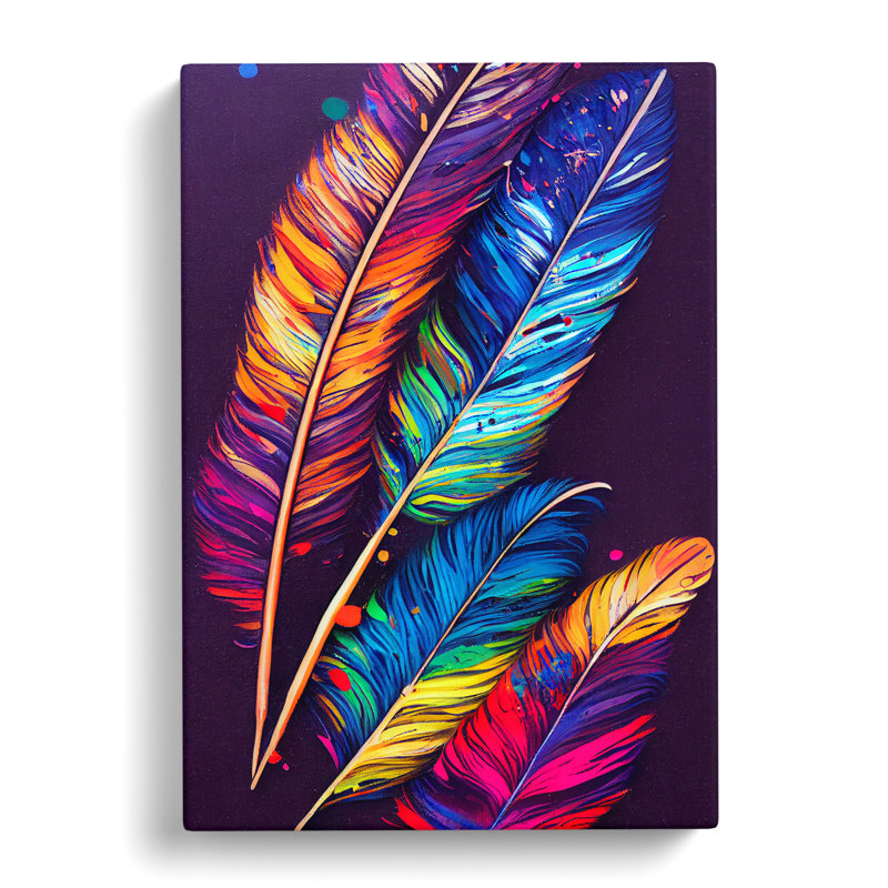 Painted Feathers No.5 - Wrapped Canvas, 50cm H x 35cm W x 3cm D