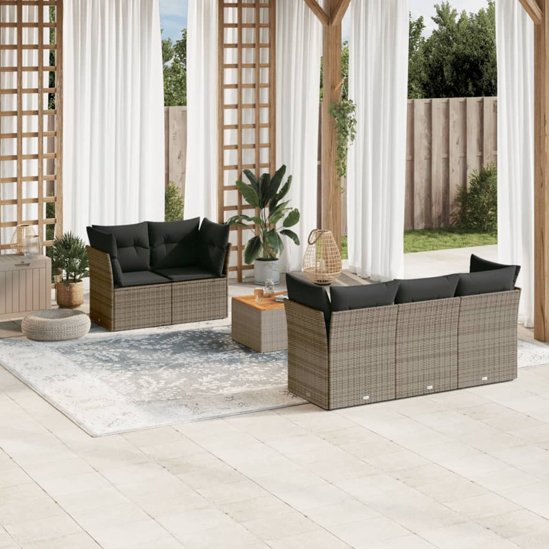 Vidaxl Garden Sofa Set Grey Poly Rattan Medium Modular Garden Sofa Set