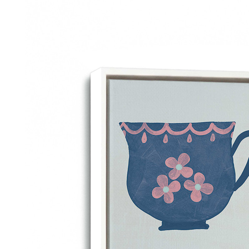 «Tea Cups» par Katie Doucette, reproduction d'art, Toile avec cadre, L 36 x H 36, Blanc