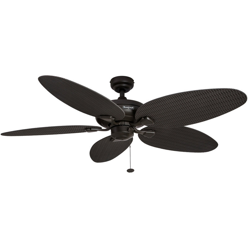 Bronze 52" Tropical Low Profile Ceiling Fan with Remote