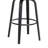 26" Swivel Black Wood Counter Stool in Light Gray Fabric with Black Metal