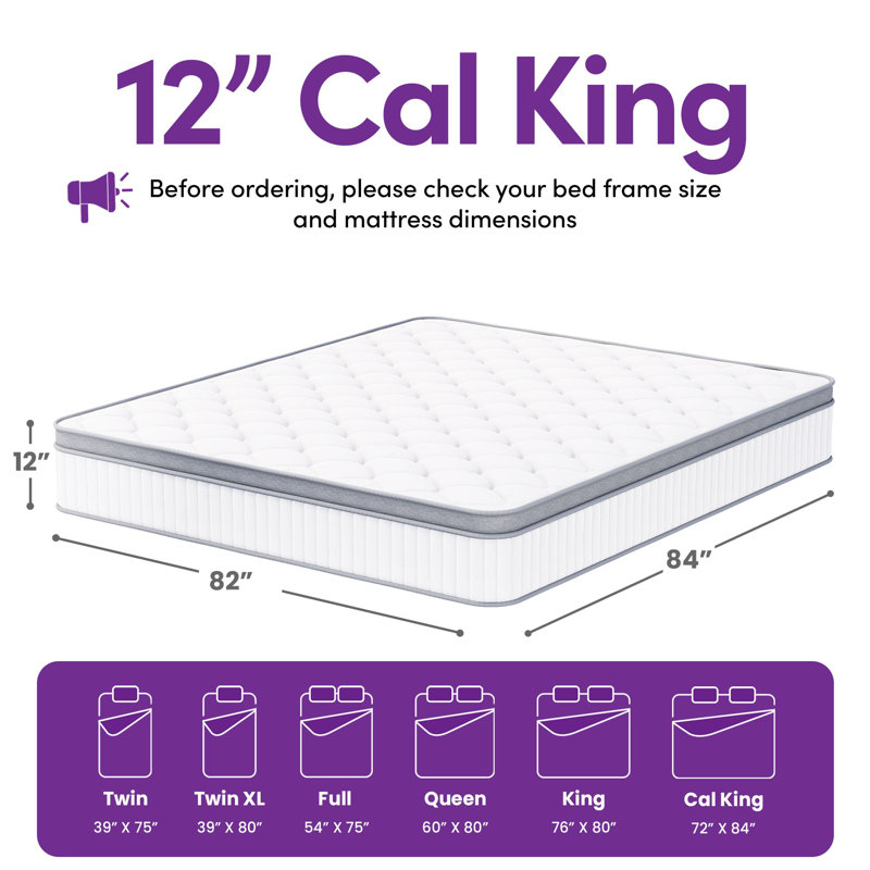 Matelas hybride moelleux 12 po - Sleep by Wayfair ™, Très grand californien, 12