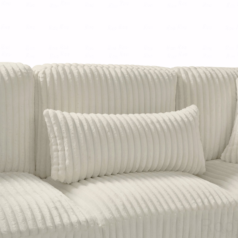 Basic Sectional Sofa, 129" Oversized  Sofa U-Shaped Sofa Couch Modern Sofa Upholstered In Soft Corduroy With A Chaise Lounge