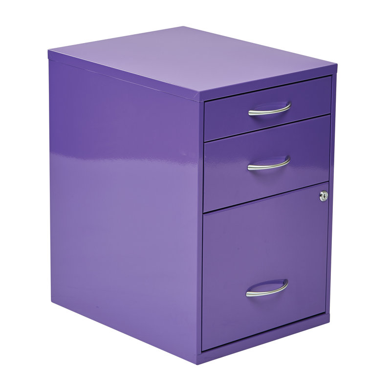Camyiah 14.5'' Wide 3 -Drawer Steel File Cabinet, Purple