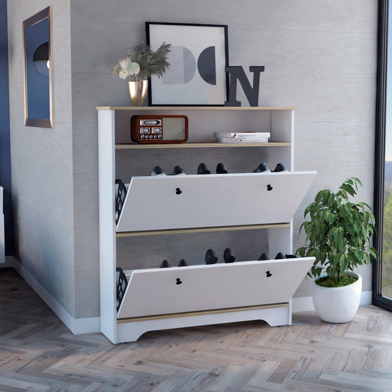 2-Shelf Shoe Rack, White