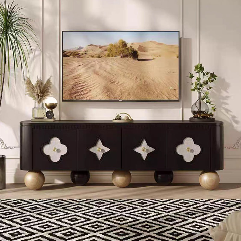 Wind light luxury solid wood TV cabinet, Black