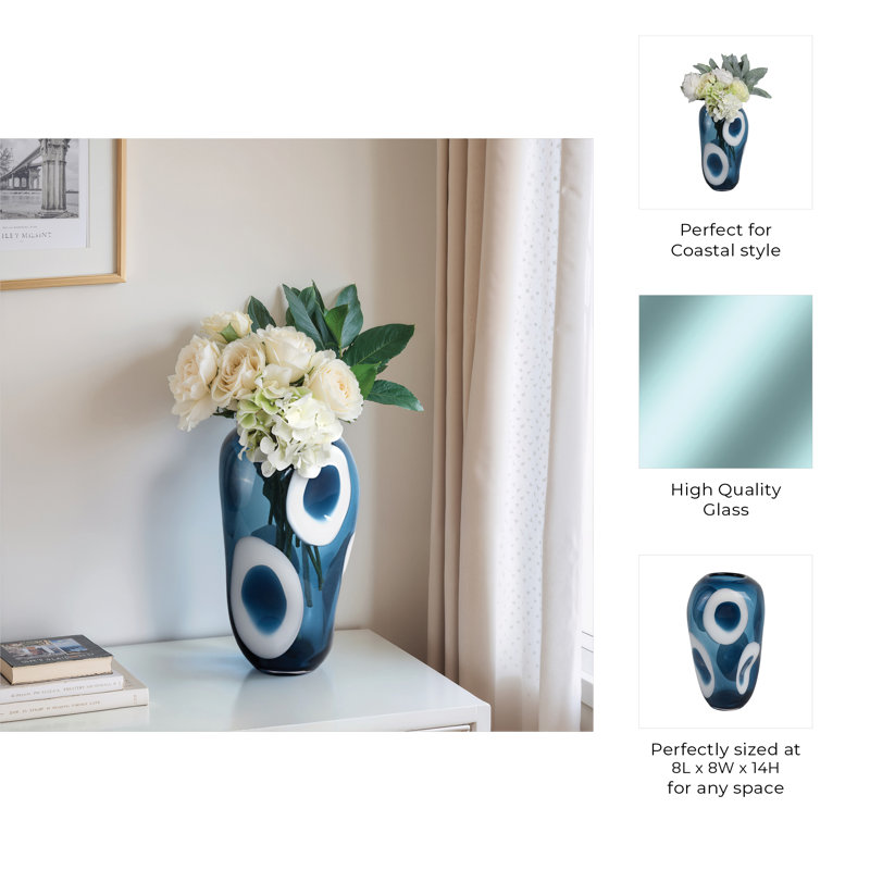 Handmade Glass Table Vase, 14" H x 8" W x 8" D