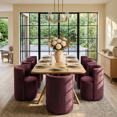 Ensemble table et chaises de salle à manger extensibles de 78" à 96" avec 8 chaises rembourrées et roulettes dissimulées