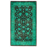 Overdyed Hand-Knotted Wool Modern-Contemporary Green Area Rug 3' 2" x 5' 4"
