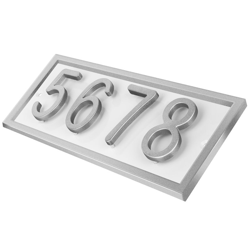 Plaque d'adresse horizontale flottante en aluminium Royal Shade, Argent argent, Oui, Blanc