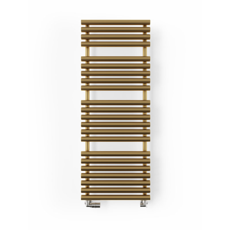 Rolo Towel Heated Towel Rail, 136cm H  x 52cm W x 12.7cm D, Brass