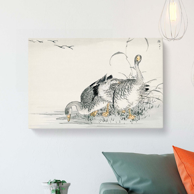 White Fronted Goose by Numata Kashu - Wrapped Canvas, 60cm H x 91cm W x 3cm D