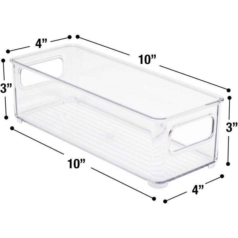 Sorbus 4 Pack Narrow Stackable Clear Storage Bins with Handles