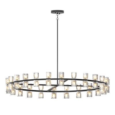 48 pouces avec cristal, décor luxueux noir pour la maison, éclairage à DEL, câblé, blanc chaud 2700k, écoénergétique, uniforme, facile à installer, lumières décoratives en cristal pour salon et salle à manger, 48 W 3 po,
