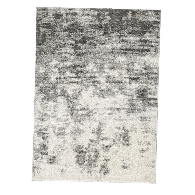Georgine Handwoven Cream/Gray Area Rug, Rectangle 5' x 7'