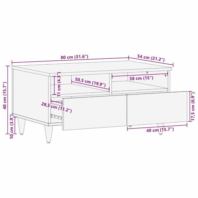 Solid Wood Coffee Table with Storage