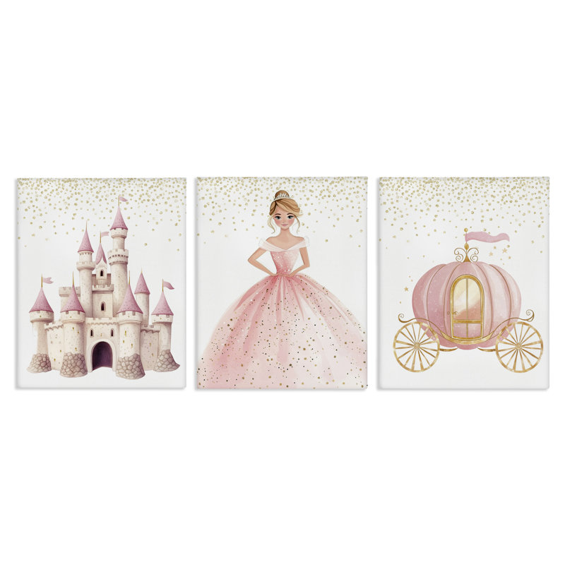 Ensemble de 3 toiles de la collection Princess Dreams, design par Christine Simpson Art, H 30 po x l 72 po