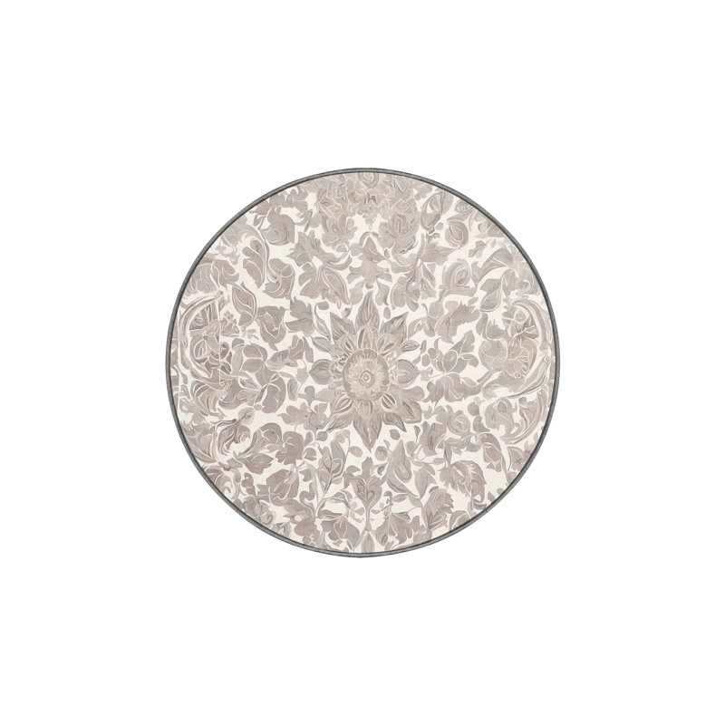 Tapis gris soyeux et moelleux, Rond 5 pi