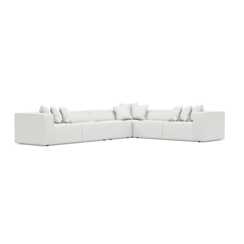 Bernhardt Bliss 4-Piece Fabric Sectional, 28" H x 160.5" W x 123.5" D, White Polyester Blend