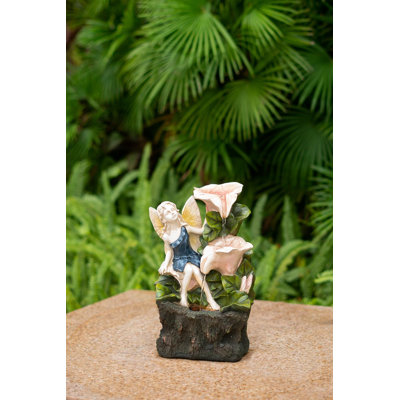 Multicolore, fontaine décorative à 3 niveaux avec fée et lumière DEL - 8,9 po x 4,7 po x 13,4 po