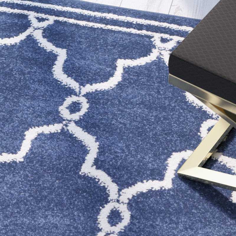 Tapis d'intérieur bleu marine / beige Arlecia, Rectangle 4 pi x 6 pi