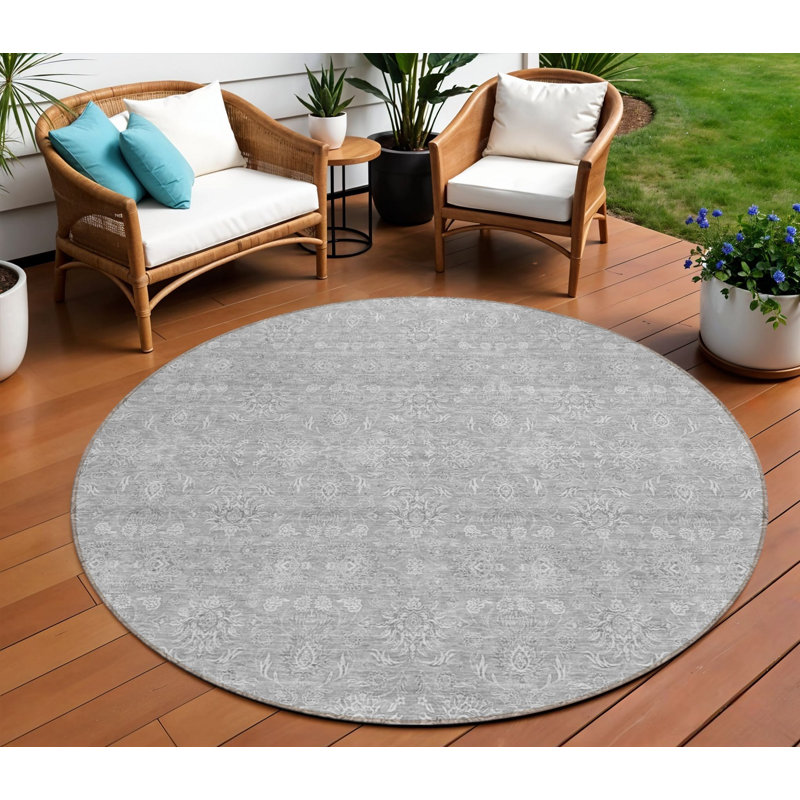 Tapis rond lavable floral 8 po