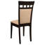 Chaises de salle à manger transitionnelles 2 pièces, bois brun cappuccino, chaises à dossier en microfibre 2 po