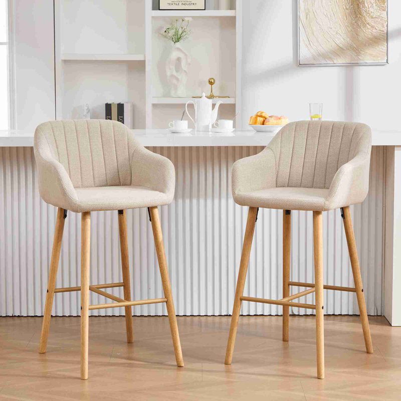 Ensemble de 2 tabourets de bar modernes, Beige