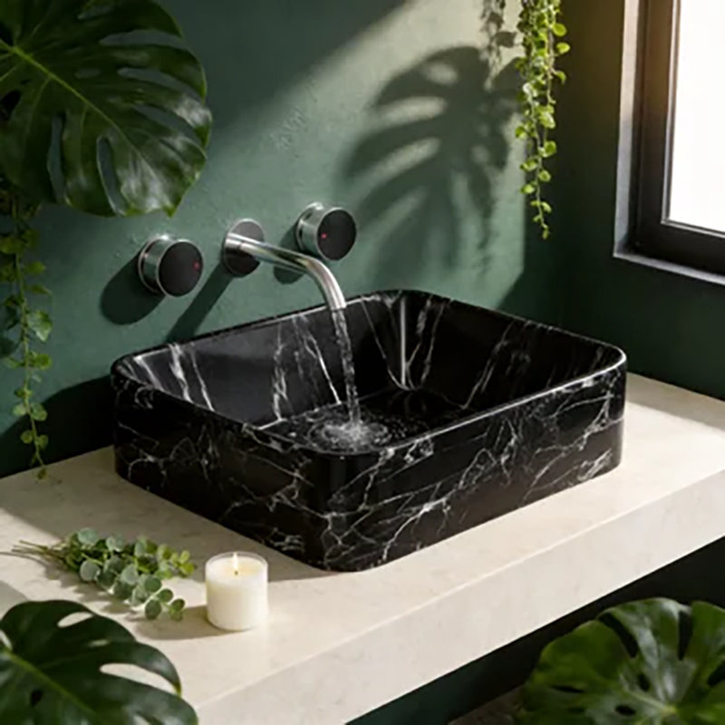 Lavabo de salle de bain rectangulaire en céramique 15 po APRESSHUI