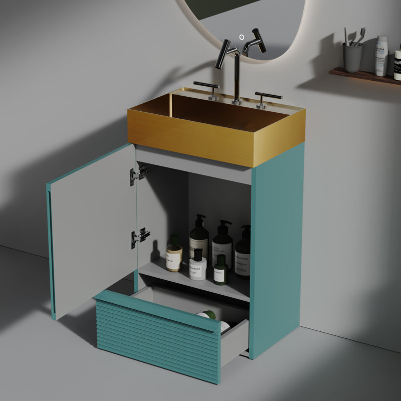 Meuble-lavabo autoportant moderne et durable avec aigue-marine