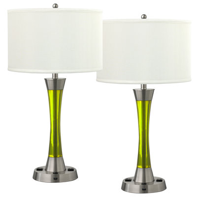 Lampe de table 29 "vert lime avec prise USB et prise Lima
