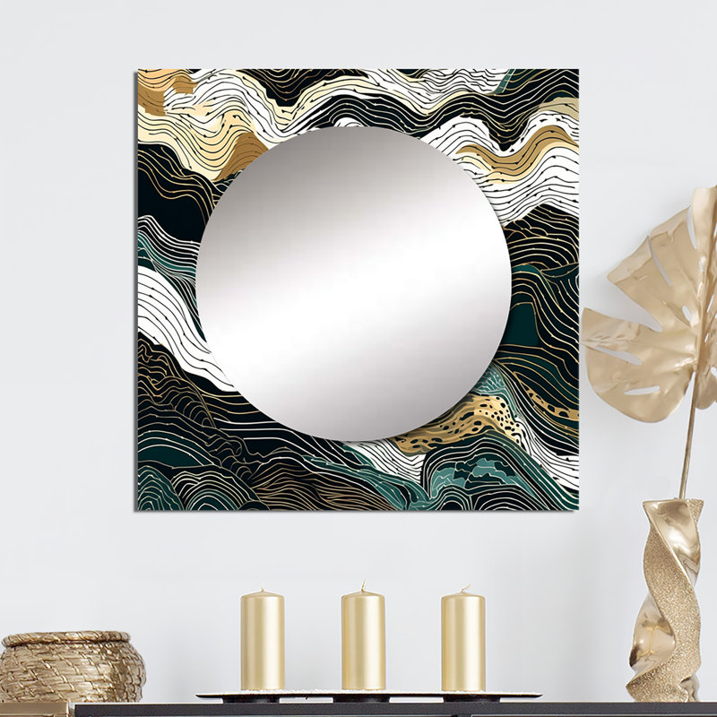 Pinchus - Minimalisme, dessin au trait carré, grand miroir mural, 23 po x 23 po