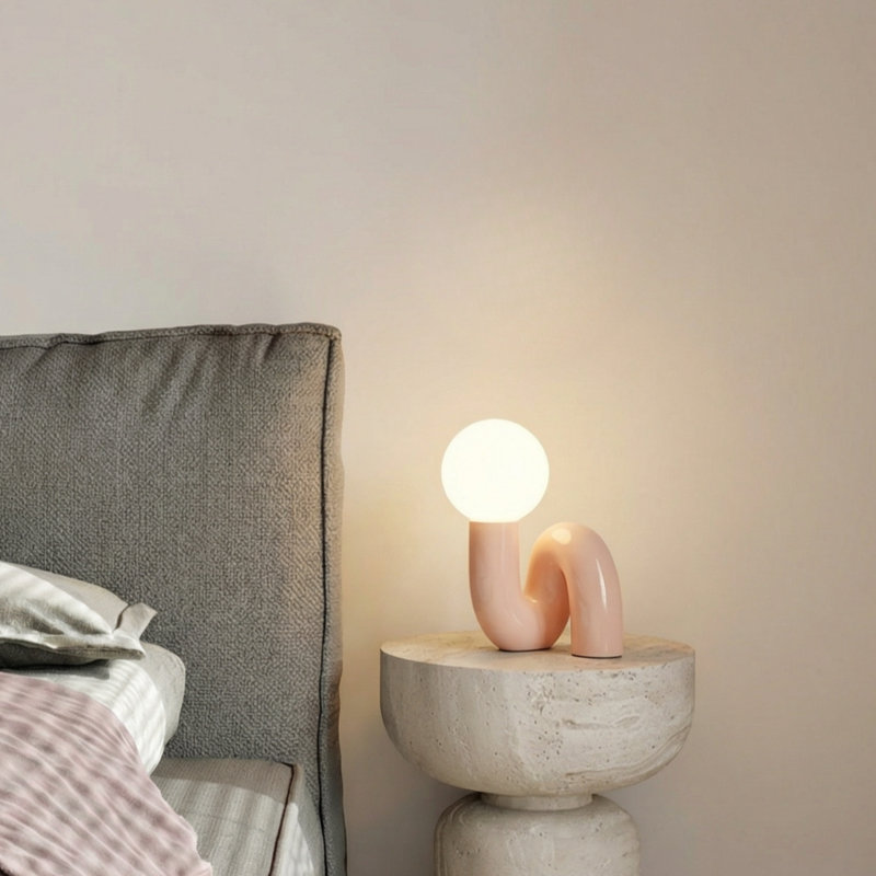 Lampe de table en résine Verda, Rose