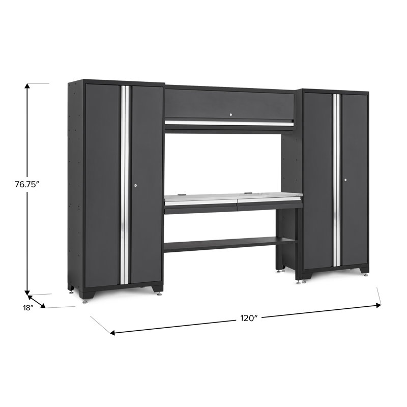 Bold Series 5 Piece Complete Storage System Set, Gray/Stainless Steel