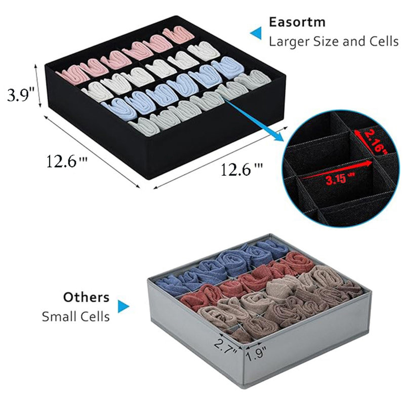 24 Grid Foldable Socks Drawer Storage