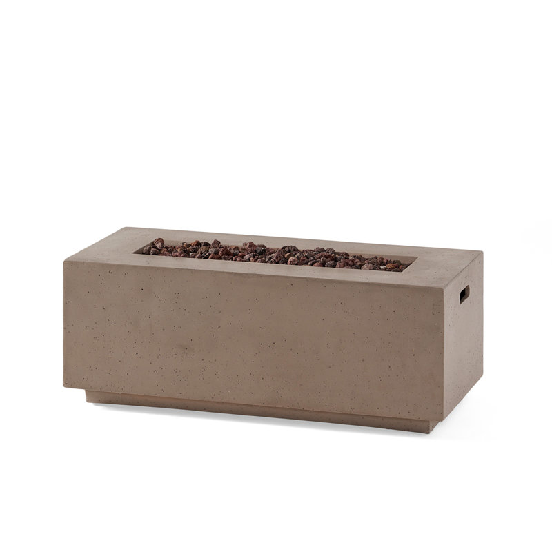 48" Outdoor 50,000 BTU Rectangular Iron Propane Fire Pit (Tank Cover Not Included), 15.05" H x 40.3" W x 19.05" D, Light Gray