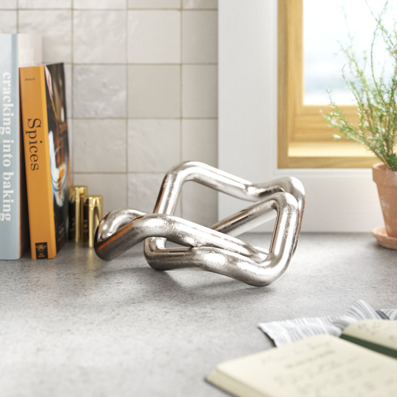 Laureate Cast Aluminum Modern Abstract Sculpture in Silver