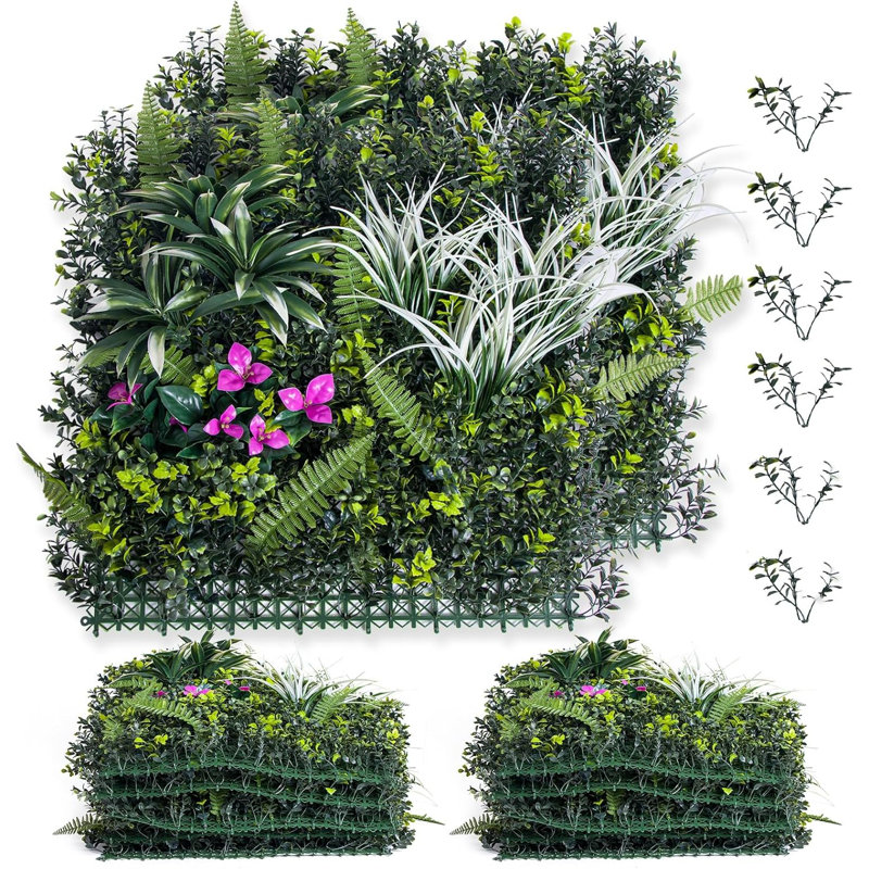Panneaux muraux en gazon artificiel, 20 po x 20 po, panneaux de plantes artificielles, couverture de verdure artificielle pour l'extérieur, intérieur, paquet de 12